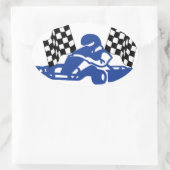 GoCart Racing Flags Ovaler Aufkleber (Tasche)