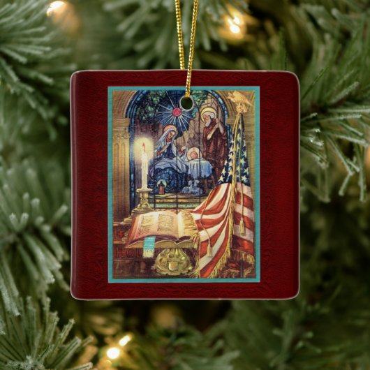 God and Country Patriotic Christmas Keramikornament (Baum)
