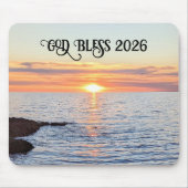 God Bless 2026 New Year Golden Sunset Photo Mousepad (Vorne)