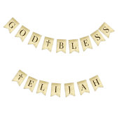 God Bless 6 Letters 2 Crosses Parchment Religious  Wimpelkette