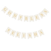 God Bless 6 Letters Ivory & Gold Baptism Communion Wimpelkette