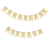 God Bless 7 Letters Brown Parchment Confirmation Wimpelkette