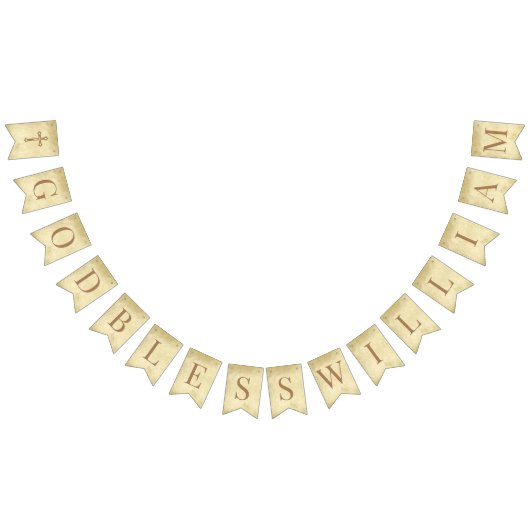 God Bless 7 Letters Brown Parchment Confirmation Wimpelkette (Alle)