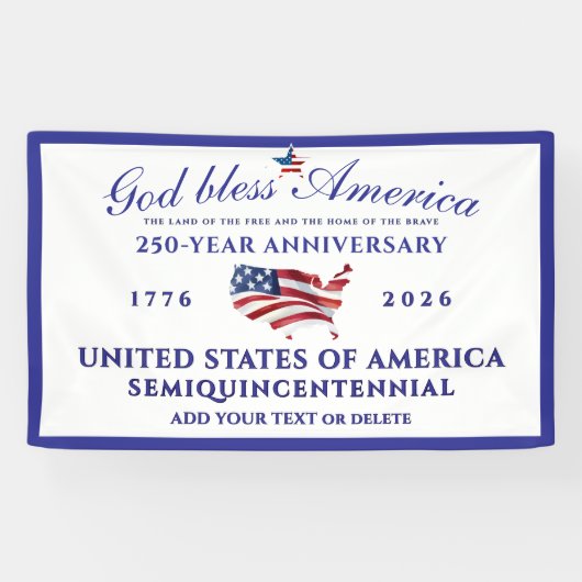 God Bless America 250 Semiquincentennial Blue Banner (Horizontal)