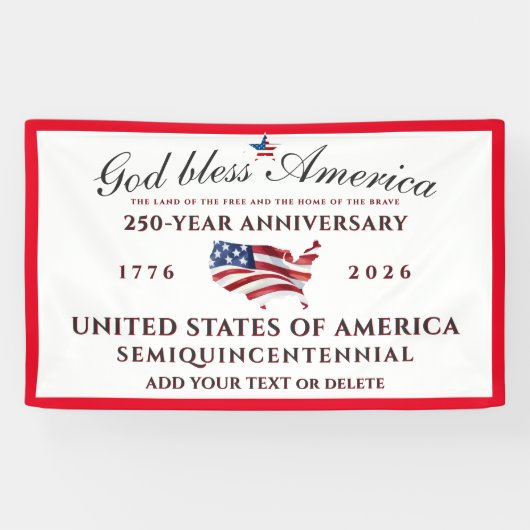 God Bless America 250 Semiquincentennial Red Banner (Horizontal)