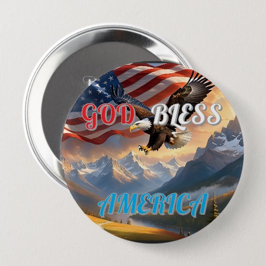 GOD BLESS AMERICA BUTTON (Vorne & Hinten)
