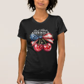 God Bless America Cherry Bow USA 4. Juli T-Shirt (Vorderseite)