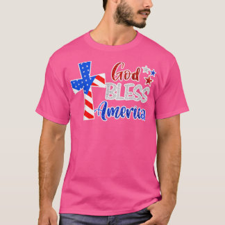 God Bless America Christlich USA Flag Patriotic 4. T-Shirt