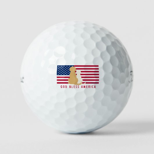 God Bless America Dog Golf Balls Set Golfball (Vorderseite)
