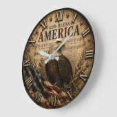 God Bless America Eagle Große Wanduhr (Winkel)