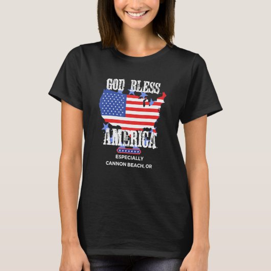 God Bless America Especially Cannon Beach OR US St T-Shirt (Vorderseite)