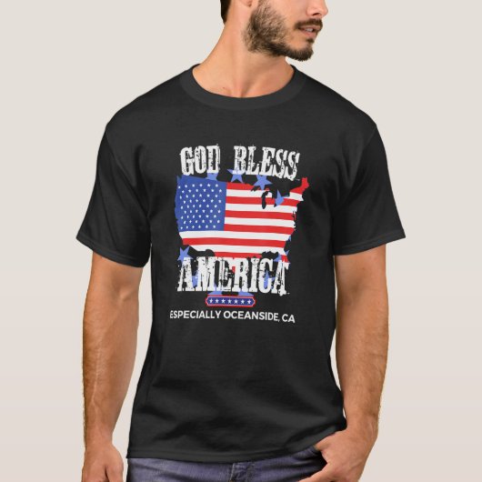 God Bless America Especially Oceanside CA US State T-Shirt (Vorderseite)