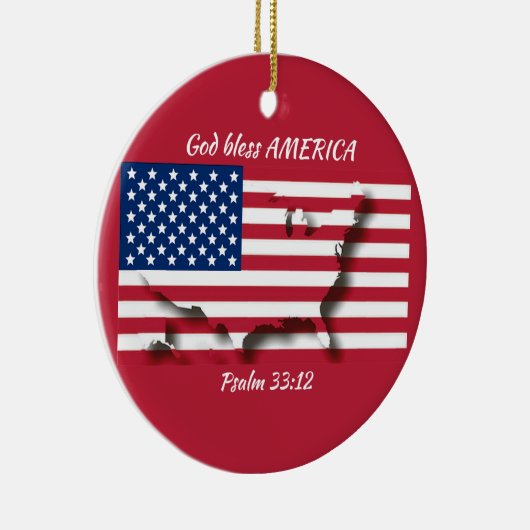 GOD BLESS AMERICA Flag Custom Scripting RED Keramik Ornament (Rechts)