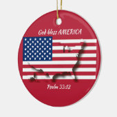 GOD BLESS AMERICA Flag Custom Scripting RED Keramik Ornament (Links)