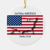 GOD BLESS AMERICA Flag Custom Scripting WHITE Keramik Ornament (Vorne)
