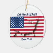 GOD BLESS AMERICA Flag Custom Scripting WHITE Keramik Ornament (Links)