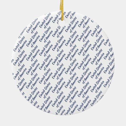 GOD BLESS AMERICA Flag Custom Scripting WHITE Keramik Ornament (Hinten)