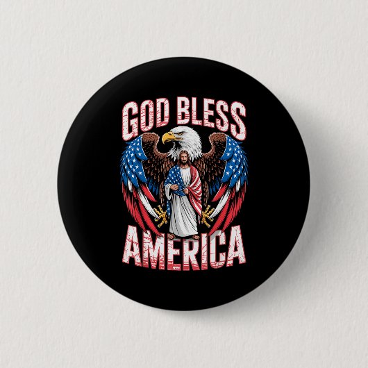 God Bless America Flag Jesus Christian Eagle Patri Button (Vorderseite)