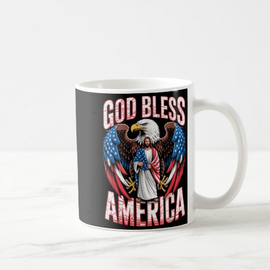 God Bless America Flag Jesus Christian Eagle Patri Kaffeetasse (Rechts)