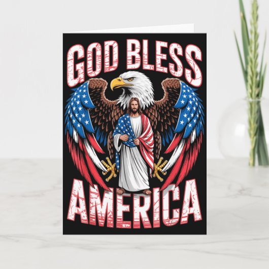 God Bless America Flag Jesus Christian Eagle Patri Karte (Vorderseite)