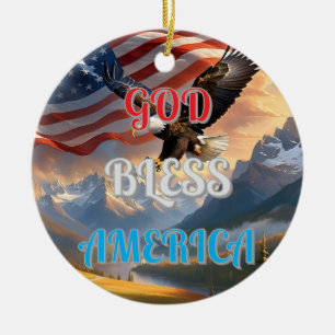 GOD BLESS AMERICA KERAMIK ORNAMENT