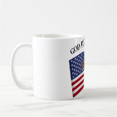 GOD BLESS AMERICA mit robustem Kreuz und US-Flagge Kaffeetasse (Links)