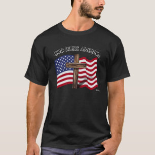 GOD BLESS AMERICA mit robustem Kreuz und US-Flagge T-Shirt