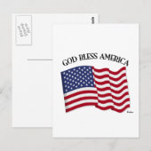 GOD BLESS AMERICA mit US-Flagge Postkarte (Vorne/Hinten)