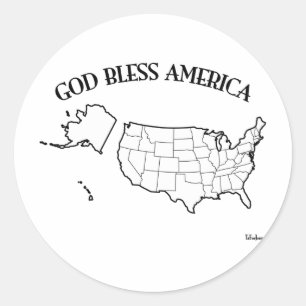 GOD BLESS AMERICA mit US-Kontur Runder Aufkleber