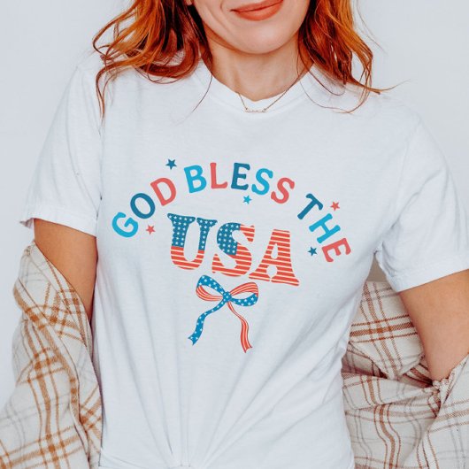 God Bless America Niedlich USA Coquette 4. Juli T-Shirt