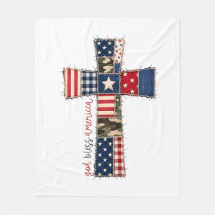 God Bless America Patchwork Kreuz Fleecedecke