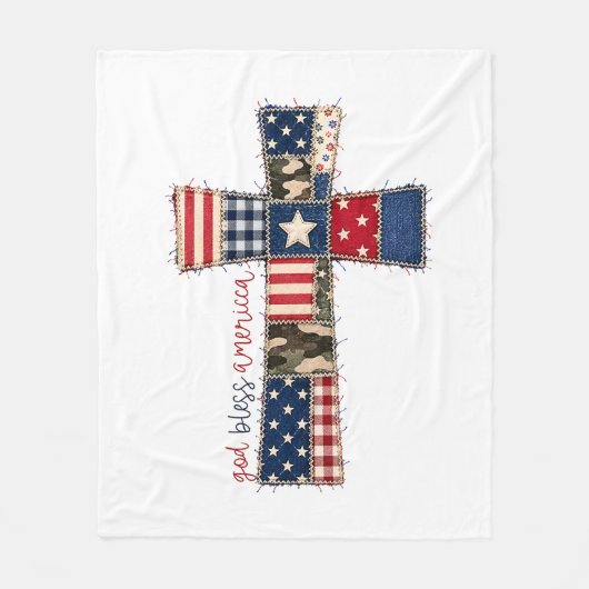 God Bless America Patchwork Kreuz Fleecedecke (Vorderseite)