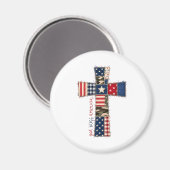 God Bless America Patchwork Kreuz Magnet (Vorderseite/Rückseite)