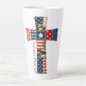 God Bless America Patchwork Kreuz Milchtasse (Vorderseite)