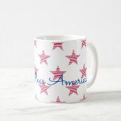 God Bless America Patriotic Red White Blue Tasse (VorderseiteRechts)