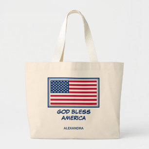 GOD BLESS AMERICA Patriotic USA American Jumbo Stoffbeutel