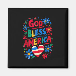 "God Bless America Patriotic Usa Flag" Christlich Magnet