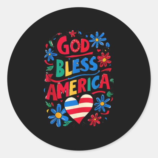 "God Bless America Patriotic Usa Flag" Christlich Runder Aufkleber (Vorderseite)