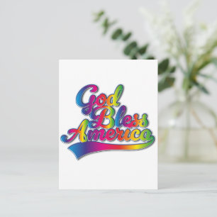 God Bless America Regenbogen-Logo Feiertagspostkarte