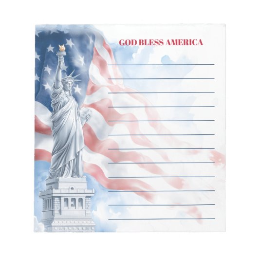 God Bless America Statue of Liberty Lined Notizblock (Vorderseite)
