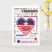 "God Bless America Typografy Heart Flag Card" Karte (Gelbe Blume)