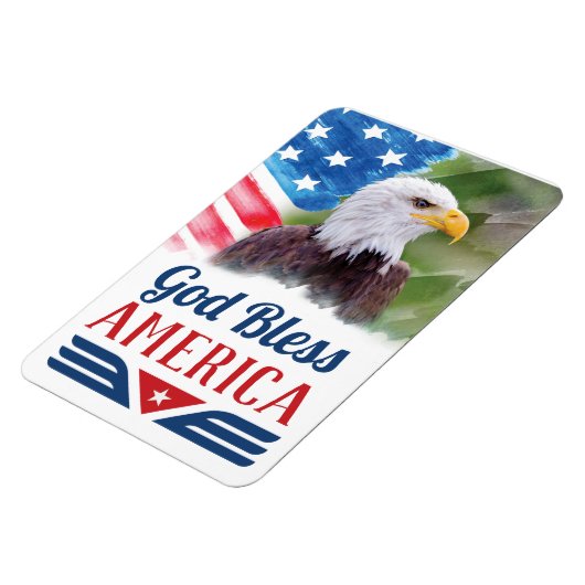 God Bless America with Flag Magnet (Linke Seite)