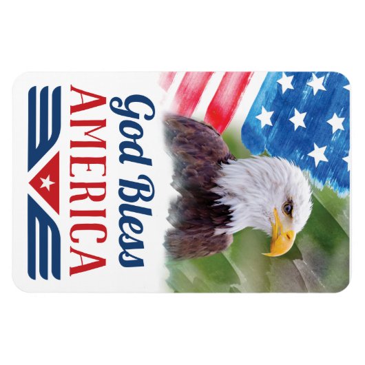 God Bless America with Flag Magnet (Horizontal)