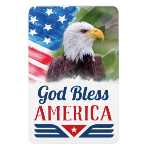 God Bless America with Flag Magnet