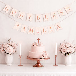 God Bless Blush Pink 6 Buchstaben Taufe & Kommunio Wimpelkette