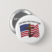 GOD BLESS COAST GUARD mit robustem Kreuz und US-Fl Button (Vorne & Hinten)
