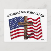 GOD BLESS COAST GUARD mit robustem Kreuz und US-Fl Postkarte (Vorderseite)