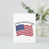 GOD BLESS COAST GUARD mit & US-Flagge Postkarte (Stehend Vorderseite)