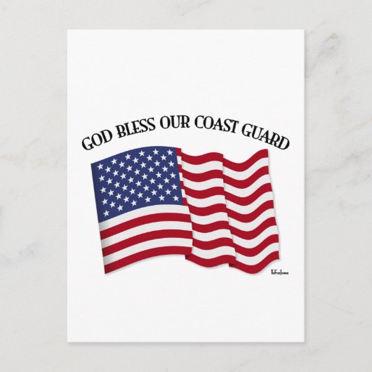 GOD BLESS COAST GUARD mit & US-Flagge Postkarte (Vorderseite)