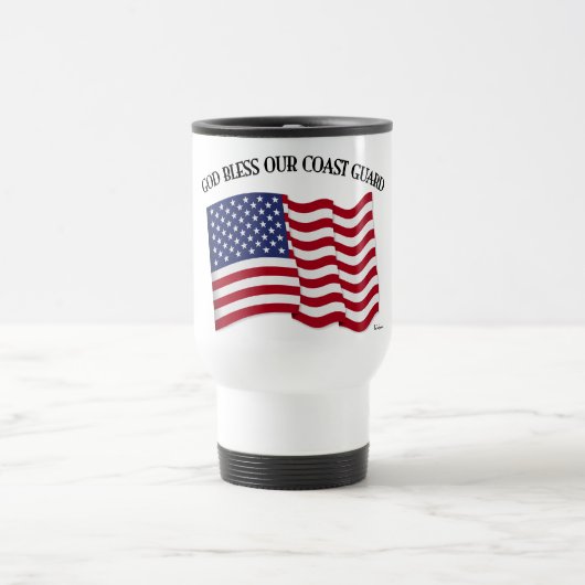 GOD BLESS COAST GUARD mit & US-Flagge Reisebecher (Mittel)